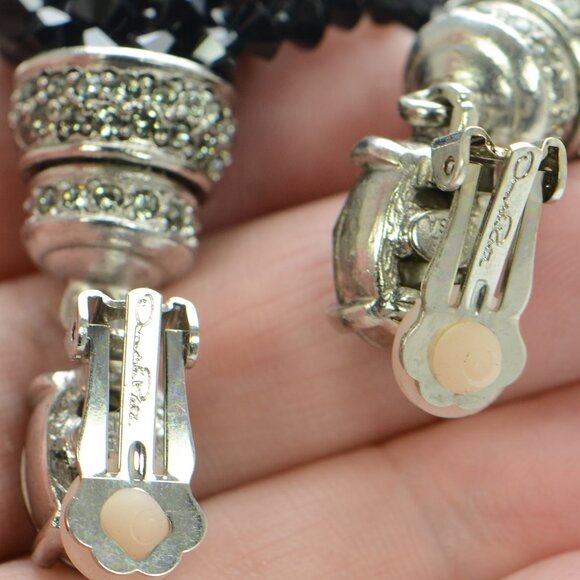 Oscar de la Renta Crystal Tassel Drop Clip Earrings - Picture 4 of 6